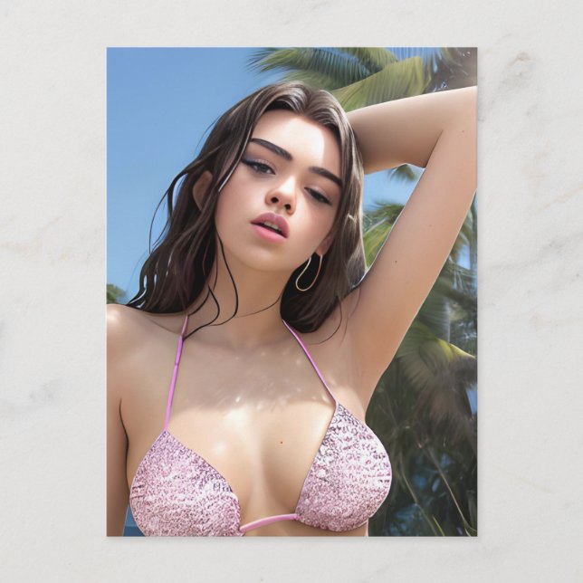 Carte postale Bikini rose (Devant)