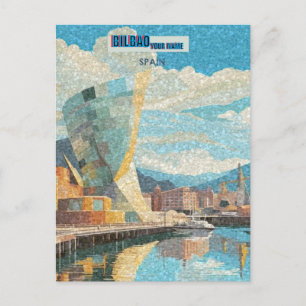 Carte Postale Bilbao Espagne Art Print, Bilbao Art Illustrat