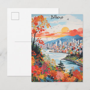 Carte Postale Bilbao Espagne Voyage Ville Peinture Esthétique