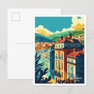 Carte Postale Bilbao Espagne Voyage Vintage Illustration