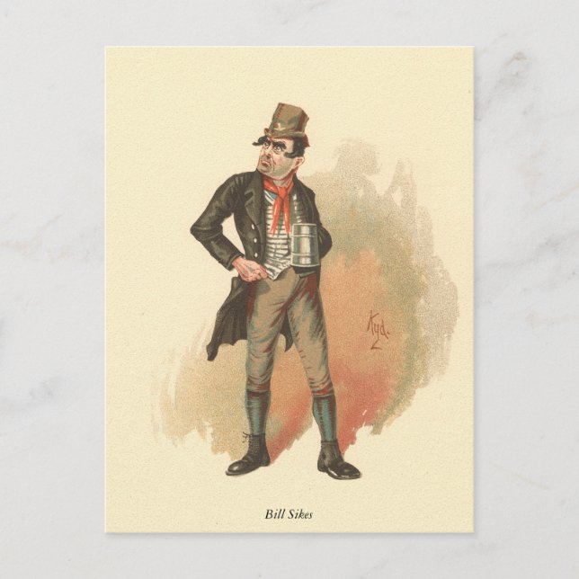 Carte Postale Bill Sikes par Kyd, Charles Dickens Oliver Twist (Devant)