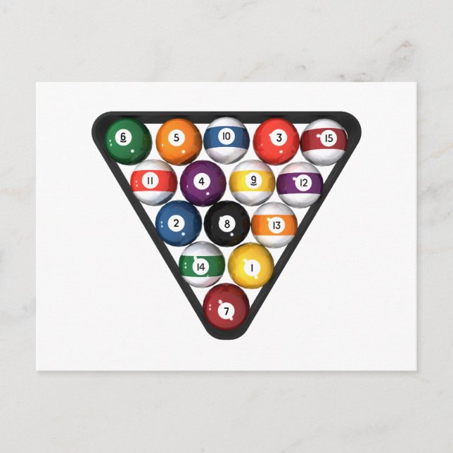 Carte Postale Billard / Boules de billard Remplies : (Devant)