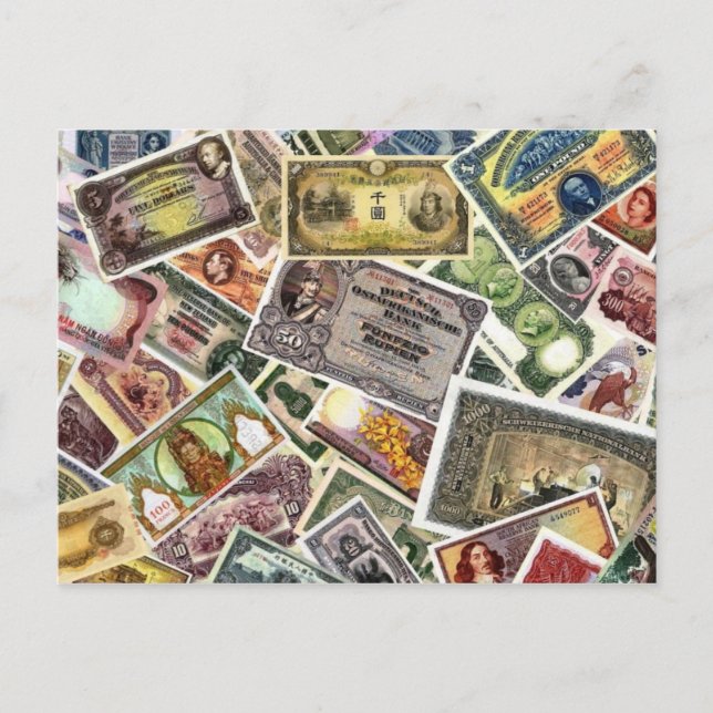 CARTE POSTALE BILLETS DE BANQUE RARES DU MONDE (Devant)