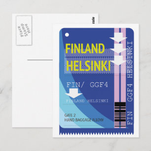 Carte Postale Billets de voyage Finlande Helsinki