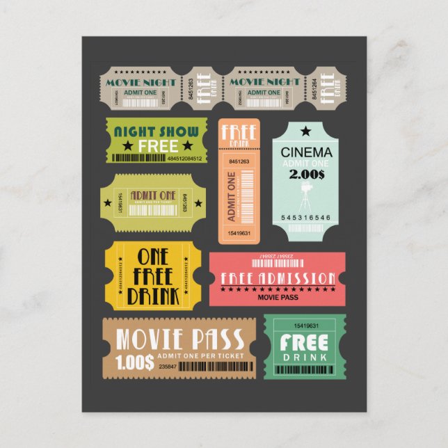 Carte Postale Billets d'entrée vidéo (Devant)