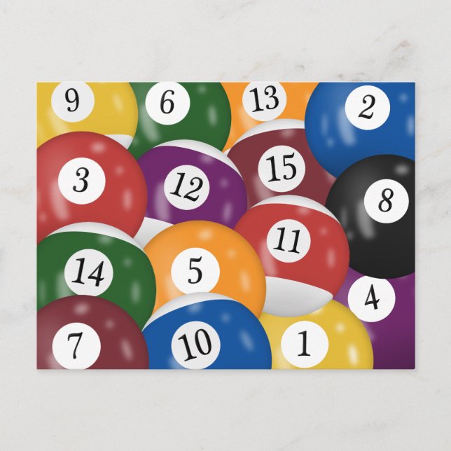 Carte postale Billiard Balls 16th Birthday Party (Devant)