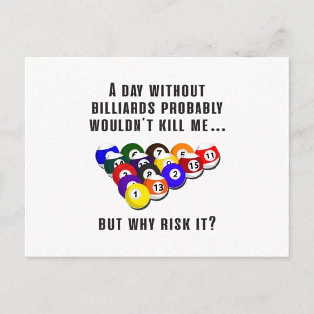 Carte Postale Billiard Snooker Pool Billiards Drôle Idée cadeau (Devant)