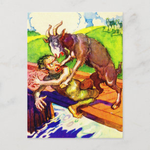 Carte Postale billy chèvre gruff et troll