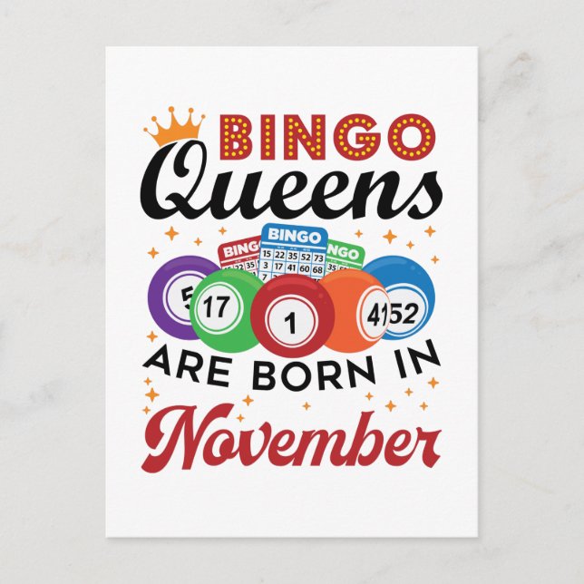 Carte Postale Bingo Anniversaire Femmes Novembre (Devant)