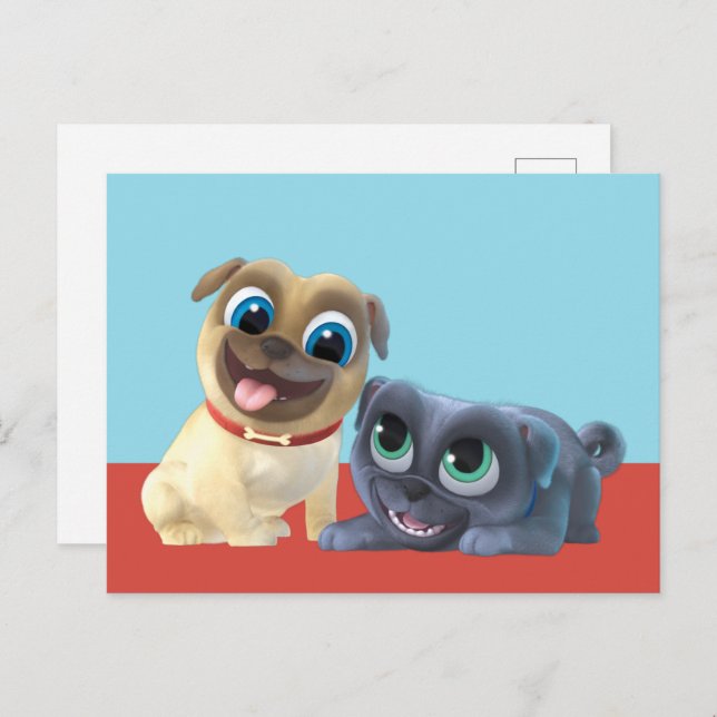 Carte Postale Bingo et Rolly | Faisons Woof & Roll (Devant / Derrière)