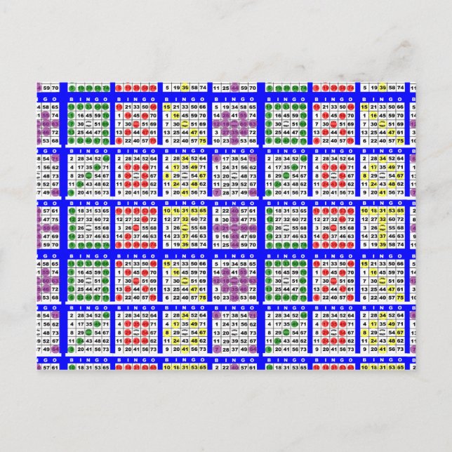 Carte Postale Bingo Game Motifs Grille (Devant)