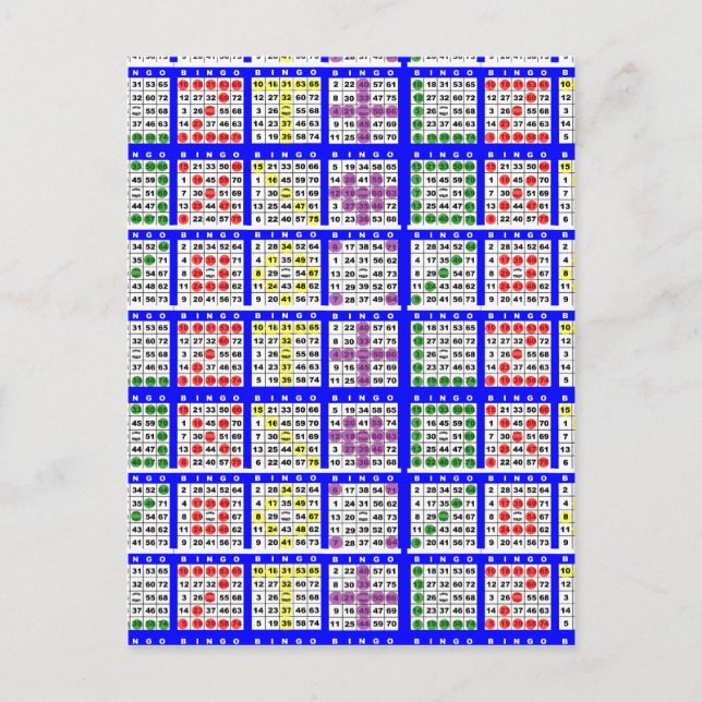 Carte Postale Bingo Game Motifs Grille (Devant)