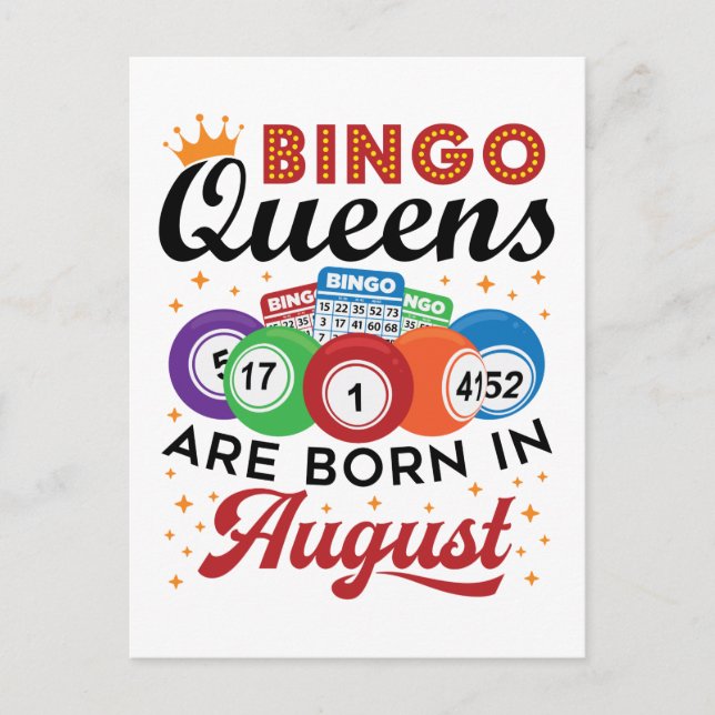 Carte Postale Bingo Queens Are Born in August (Devant)