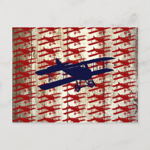 Carte Postale Biplane vintage sur la grange Wood Aviation Cadeau