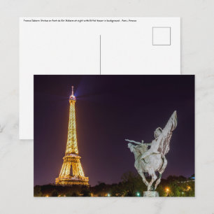 Carte Postale Bir-Hakeim pont de nuit - Paris, France