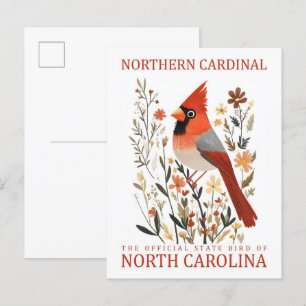 Carte Postale Bird Cardinal du Nord de la Caroline du Nord États
