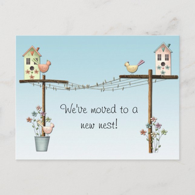 Carte postale Birdhouse Nouvelle adresse (Devant)