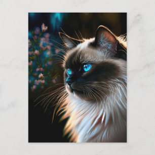 Carte postale Birman Cat in Floral Oils