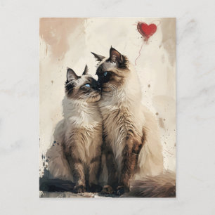 Carte Postale Birman chats Valentine's day