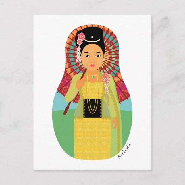 Carte postale birmane de Myanmar Matryoshka (Devant)