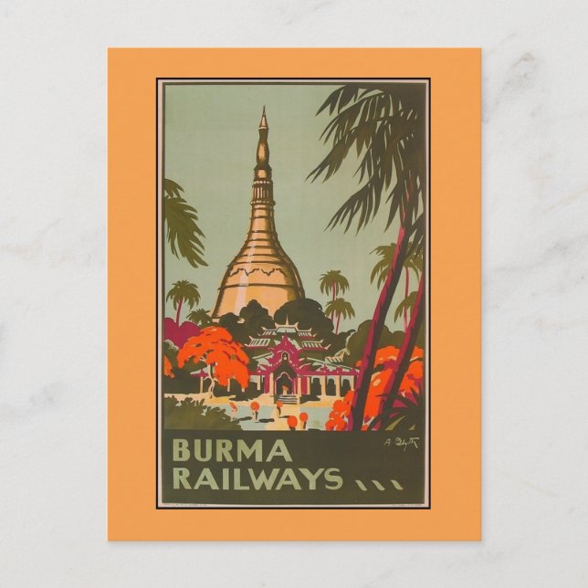 Carte Postale Birmanie Myanmar Temples | Poster Vintage voyage (Devant)