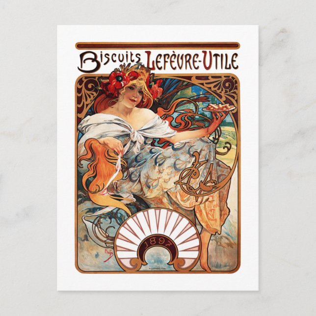Carte Postale Biscuit, Mucha (Devant)