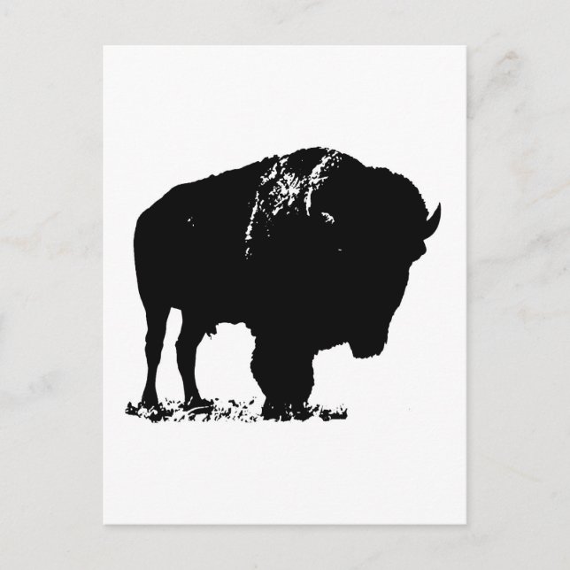 Carte Postale Bison de bison noir et blanc Pop Art (Devant)