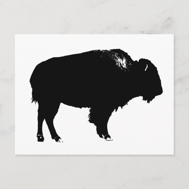 Carte Postale Bison noir et blanc Silhouette Pop Art (Devant)