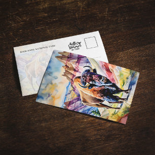 Carte postale Bison Watercolor du parc national Ba