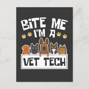 Carte Postale Bite Me Je suis Vet Tech Funny Vétérinaire Technic