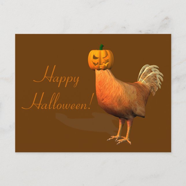 Carte Postale Bizarre coq Halloween (Devant)