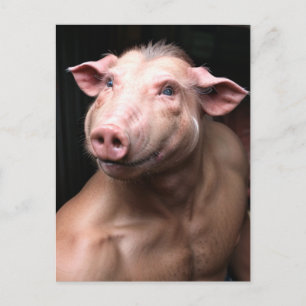 Carte Postale Bizarre hybride cochon humain
