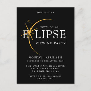 Carte Postale Black 2024 Total Solar Eclipse Viewing Party