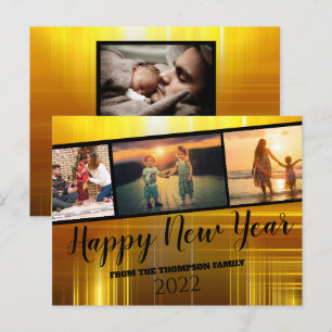 Carte Postale Black and Gold Happy New Year Photo Collage