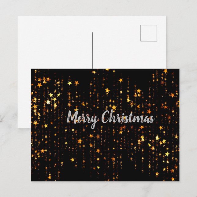 Carte Postale Black and Gold Stars Joyeux Noël (Devant / Derrière)