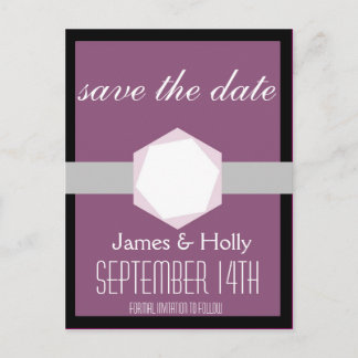 Carte postale 'Black and Orchid Save the Date'