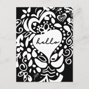 Carte Postale Black and White Hello moderne
