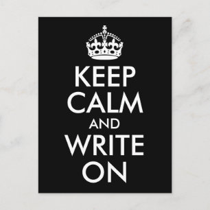 Carte Postale Black and White Keep Calm and Write On