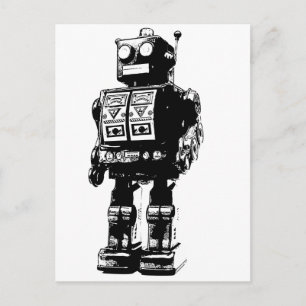 Carte Postale Black and White Vintage Robot