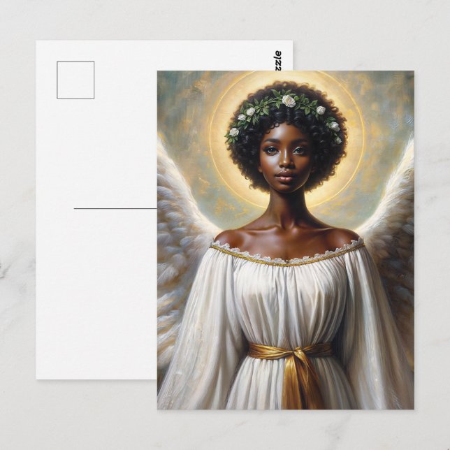 Carte Postale Black Angel Woman Art Inspirant (Devant / Derrière)