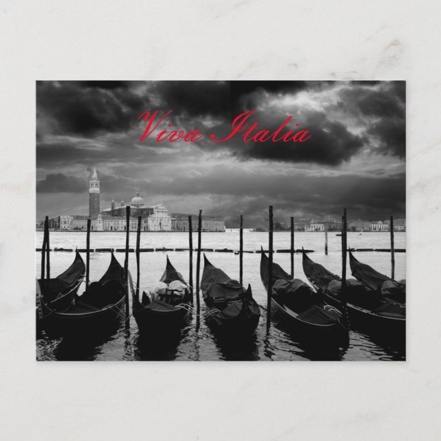 Carte Postale Black Blanc Grand Canal Venice Viva Italie Voyage (Devant)