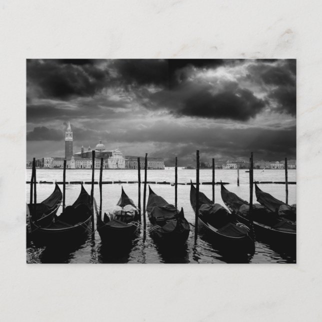 Carte Postale Black Blanc Grand Canal Venise Italie Voyage (Devant)