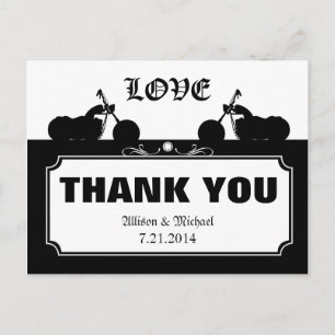 Carte Postale Black Blanc Motorcycle Biker Silhouette Merci