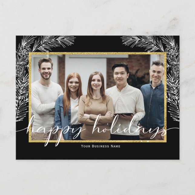 Carte postale Black Business Happy Holiday avec ph (Devant)