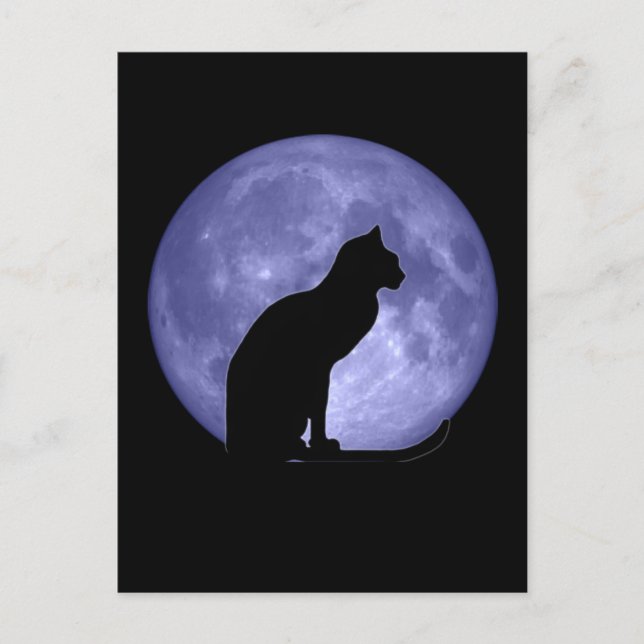 Carte postale Black Cat Blue Moon (Devant)
