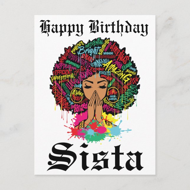 Carte Postale Black Girl Magic Anniversaire Sista Melanin Femme (Devant)
