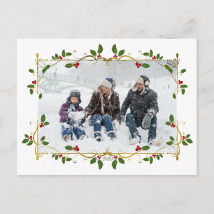 Carte Postale Black Gold Foil Bordure Holly Photo simple