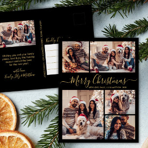 Carte Postale Black Gold moderne 5 photo Collage Noël