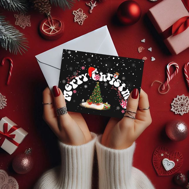 Carte postale Black Joyeux Noël Graffi (Créateur téléchargé)