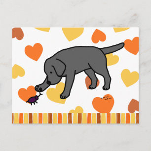 Carte Postale Black Lab Cartoon convivial Black Labrador